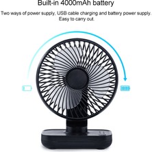 Yue Store D606 4W USB Şarj Edilebilir Masaüstü Fan Siyah (Yurt Dışından)