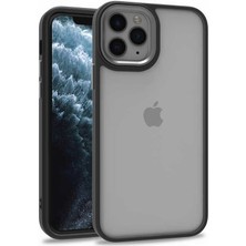 Kzy Apple iPhone 11 Pro Kapak Metal Kamera Korumalı Arkası Şeffaf Silikon Kılıf - Siyah