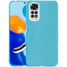 noktaks - Xiaomi Redmi Note 11 Global - Kılıf Simli Koruyucu Shining Silikon - Mavi - T22856