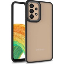 Kzy Samsung Galaxy A73 Kapak Metal Kamera Korumalı Arkası Şeffaf Silikon Kılıf - Siyah