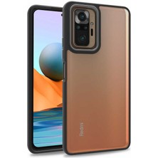 Kzy Xiaomi Redmi Note 10 Pro Kapak Metal Kamera Korumalı Arkası Şeffaf Silikon Kılıf - Siyah