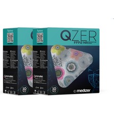 Medizer Qzer Flower Art Desenli Ffp2 N95 Maske 5 Katmanlı