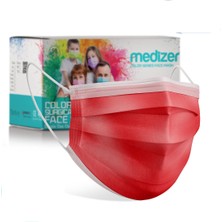 Medizer Kırmızı Meltblown Kumaş Full Ultrasonik 3 Katlı Cerrahi Maske - Burun Telli