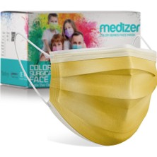 Medizer Sarı Meltblown Kumaş Full Ultrasonik 3 Katlı Cerrahi Maske - Burun Telli