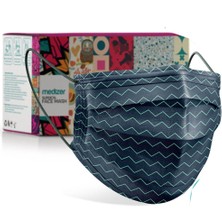 Medizer Yeşil Çizgi Desenli Meltblown Kumaş Full Ultrasonik 3 Katlı Cerrahi Maske - Burun Telli