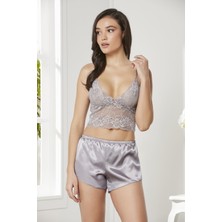 Pierre Cardin 7005 Çeyizlik Dantelli Saten 4'lü Set -Royal