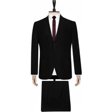 Süvari Siyah Rahat Kalıp Takım Elbise