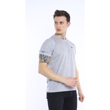 Escetic Erkek G2 Melanj Erkek Slim Fit Pamuklu Kısa Kollu Bisiklet Yaka T-Shirt - 0829