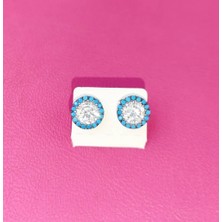 Oriental Yuvarlak Tek Taş Gümüş Küpe