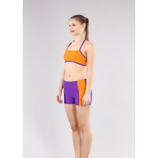 RUKO 2261-1 KIZ ÇOCUK ORANJ-MOR ŞORTLU BİKİNİ