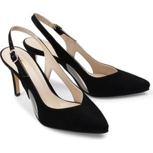 Deery Siyah Süet Topuklu Kadın Ayakkabı