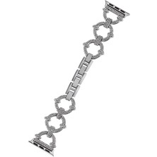 AktarMobile Apple Watch 7 6 Se 5 4 3 2 1 - 41 / 40 / 38 mm Uyumlu Metal Kordon Şık Taşlı Tasarım Luxury Kayış