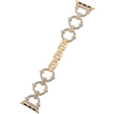 AktarMobile Apple Watch 7 45 mm Uyumlu Metal Kordon Şık Taşlı Tasarım Luxury Style Kayış