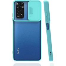 kilifone - Xiaomi Redmi Note 11 Global - Kılıf Slayt Sürgülü Arkası Buzlu Lensi Kapak - Turkuaz - T22916