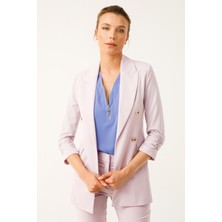 Ekol Kolu Büzgülü Düğmeli Ceket