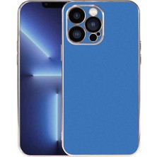 CoverZone iPhone 13 Pro Max ile Uyumlu Kılıf Kamera Korumalı Parlak Renk Tasarımlı Emollient Kılıf Saks Mavisi