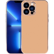 CoverZone iPhone 13 Pro ile Uyumlu Kılıf Kamera Korumalı Parlak Renk Tasarımlı Emollient Kılıf Gold