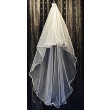 Paris in Paris Gelin Duvağı 2 Katlı Uzun Katı 170 cm Kısa Katı 60 cm Gelinlik ve Nikah Duvağı Kırık Beyaz Taraklı