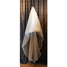 Paris in Paris Gelin Duvağı 2 Katlı Uzun Katı 170 cm Kısa Katı 60 cm Gelinlik ve Nikah Duvağı Kırık Beyaz Taraklı