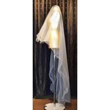 Paris in Paris Gelin Duvağı 2 Katlı Uzun Katı 170 cm Kısa Katı 60 cm Gelinlik ve Nikah Duvağı Kırık Beyaz Taraklı