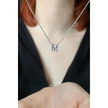 Ziu 925 Ayar Üç Boyutlu Gümüş Kaplama M Harfli Kolye Uzunluk 45 cm