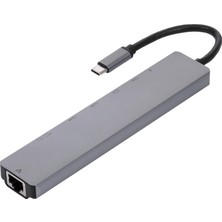 8in1 Type-C USB 3.0 Hub HDMI Ethernet Mikro Sdtf Otg Adaptörü