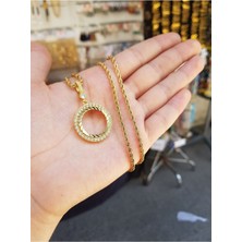 Greams 24 Ayar Altın Kaplama Çeyrek Altın Çerçevesi Kolye 60 cm Zincir