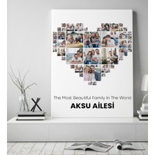 BK Kişiye Özel Kalp Tasarımlı 10 Fotoğraflı Kolaj Kanvas Tablo 50X70CM