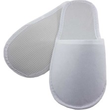 Biyeli Astarlı Kalın Taban Beyaz Tela Otel Terliği Tek Kullanımlık Kullan At