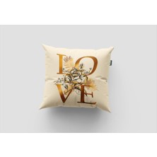 Sakallı Home Gold Love  Desen  3D Digital Baskılı  Dekoratif Kırlent Kılıfı