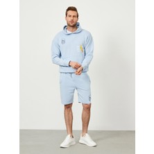 Xint Pamuk Beli Lastikli Regular Fit Baskılı Sweat Şort