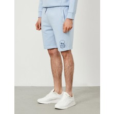 Xint Pamuk Beli Lastikli Regular Fit Baskılı Sweat Şort