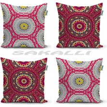 Sakalli Home 4'Lü Kombin 3D Baskılı Dekoratif Kırlent Kılıfı