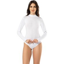 Kota Kadın 2'li Yarım Balıkçı Yaka Uzun Kollu Çıtçıtlı Body 6181 | Beyaz