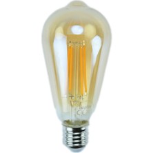 Ecolite 7,5W 220-240V 750LM 2200K E27 ST64 Gold Cam Dimli LED Flamanlı Rustik Ampul