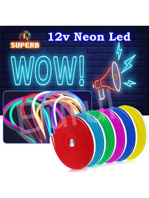 Burul Superb 12 Volt Neon Şerit LED Beyaz Işık Aydınlatma 5 Metre