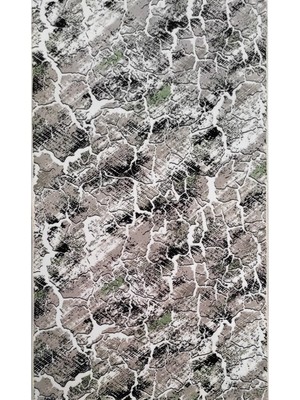 Payidar Yıkanabilir Kaymaz Taban Desen 404 Gri Yesil Kesme Yolluk Halı 120 x 300 cm