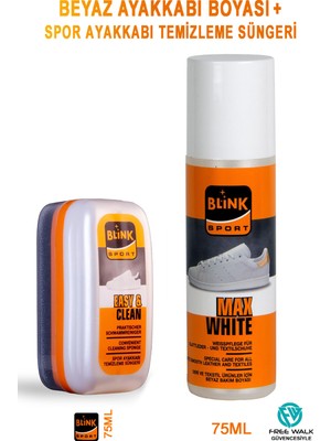 Blink Sport Max White Beyaz Renkli Spor, Deri ve Kumaş Ayakkabı Boyası 75 Ml+Temizleme Süngeri