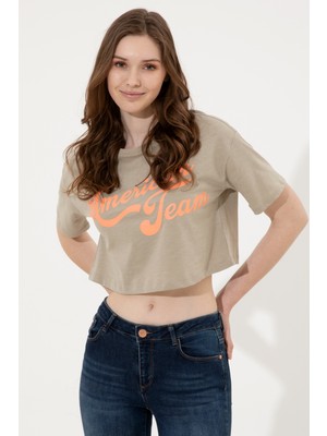 U.S. Polo Assn. Kadın Haki T-Shirt 50248957-VR027