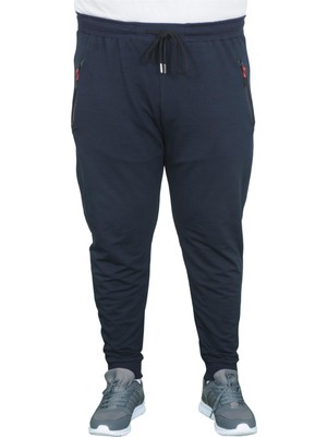 Starbattal Erkek Büyük Beden Dar Paça Eşofman Altı Striped 22501-LACIVERT