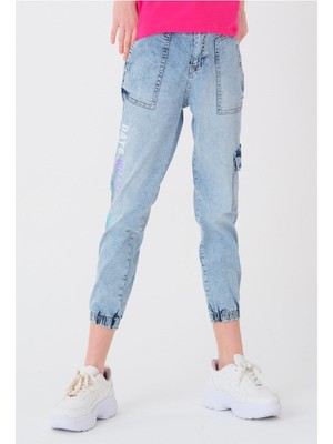 Angelos Girls Mavi Kız Çocuk Jogger Jean Pantalon T1801