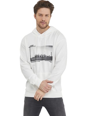 Adams Kanguru Cepli Newyork Baskılı Kapüşonlu  Sweatshirt