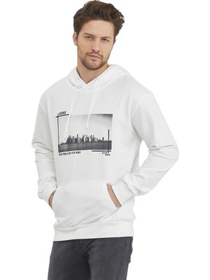 Adams Kanguru Cepli Newyork Baskılı Kapüşonlu  Sweatshirt