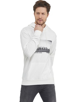 Adams Kanguru Cepli Newyork Baskılı Kapüşonlu  Sweatshirt