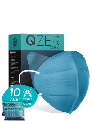 Medizer Qzer Mavi Renk 5 Katmanlı Ffp2 N95 Maske