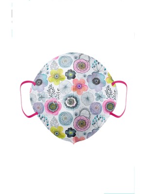 Medizer Qzer Flower Art Desenli Ffp2 N95 Maske 5 Katmanlı