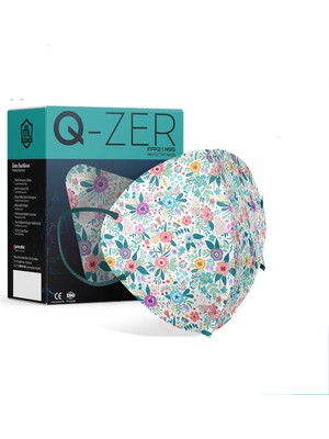 Q-zer Bahar Çiçekleri Desenli Ffp2 N95 Maske Meltblown Katmanlı