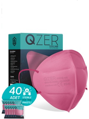 Medizer Qzer Pembe Renk 5 Katmanlı Ffp2 N95 Maske