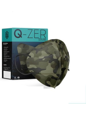 Medizer Qzer Yeşil Kamuflaj Desenli Ffp2 N95 Maske