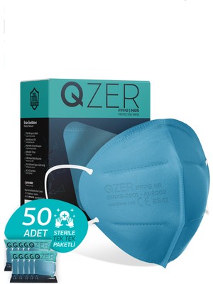 Medizer Qzer Mavi Renk 5 Katmanlı Ffp2 N95 Maske